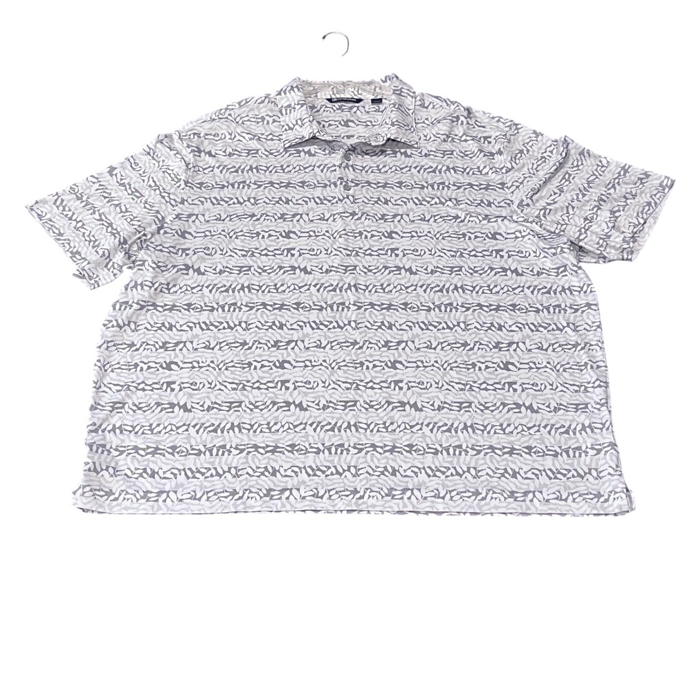 Cutter & Buck Mens XXXL White‎ Grey Leaf Print Performance Golf Polo Shirt